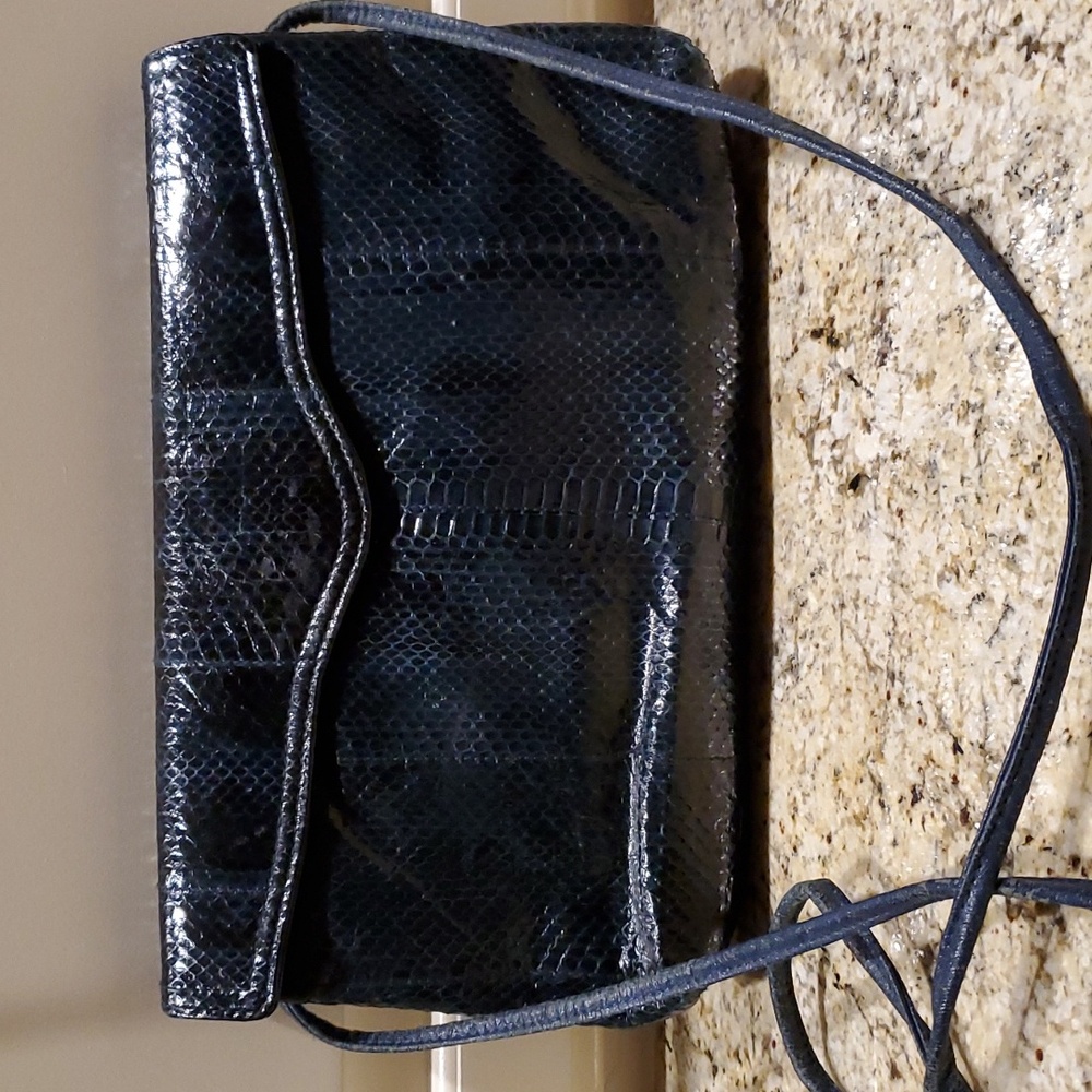 Navy Blue Snakeskin Crossbody/Clutch - Picture 1 of 10
